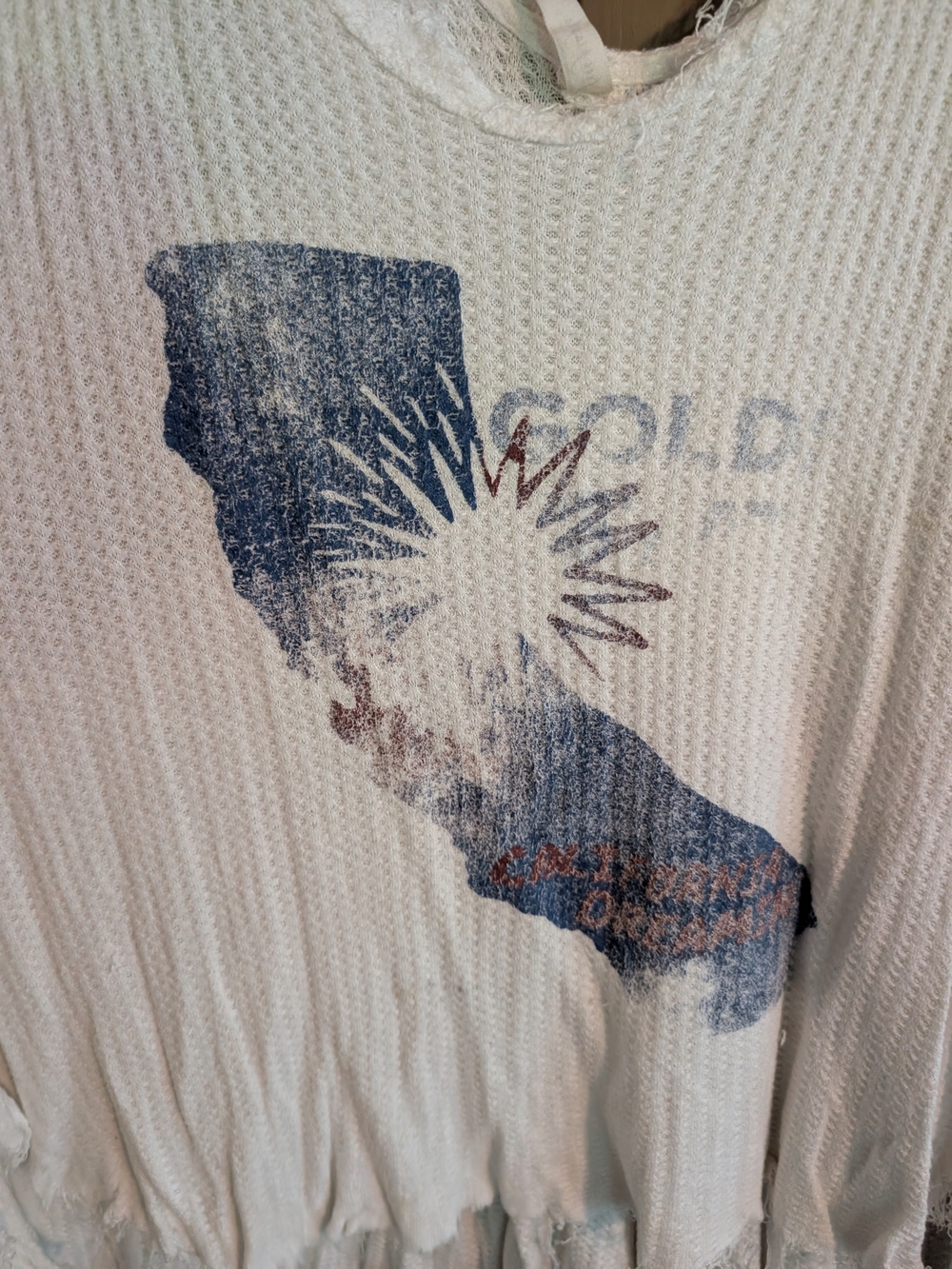 Free People Women's White Graphic Waffle Knit Tank Top - Size Large - Picture 2 of 8